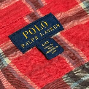 Polo by Ralph Lauren Flannel, Red and Gray Plaid 4t